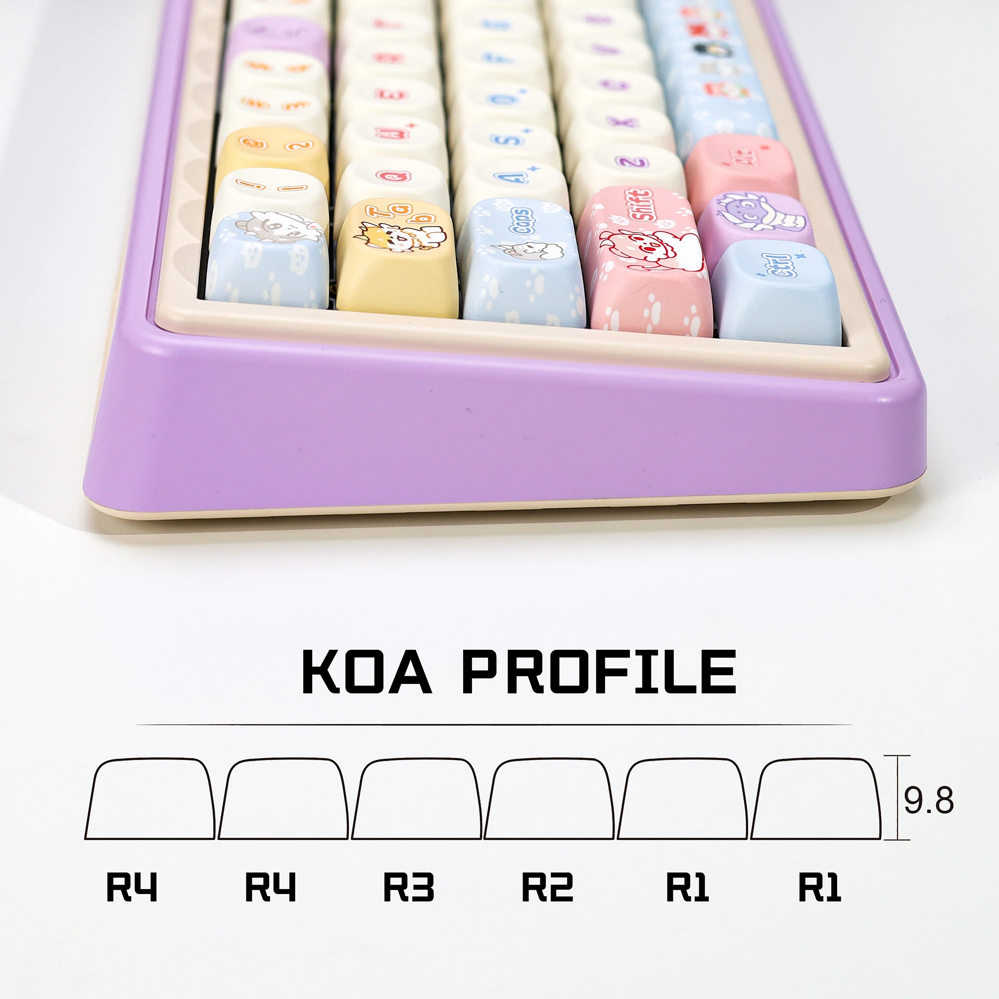 KBDiy lindos teclas PBT KOA perfil Alice Anime Chimera Keycap ISO MAC para DIY personalizado 60 Teclado mecánico para juegos Aula F75 Pro - imagen 3