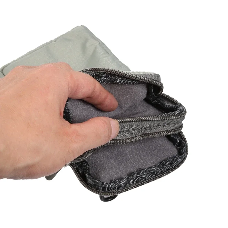 Bolsa Universal para teléfonos móviles de 6,0, 6,3, 7,2 pulgadas, soporte para bolso de hombro para exteriores, 3 bolsillos, 2 cremalleras, funda tipo billetera, Clip para cinturón, bolsa con gancho - imagen 5