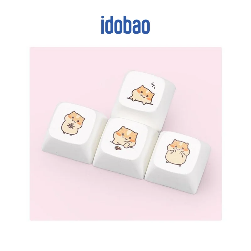 Idobao 4/12 Uds XDA teclas novedosas blancas teclas suplementarias lindo patrón de hámster tapas de teclado Kawaii para interruptores MX - imagen 4