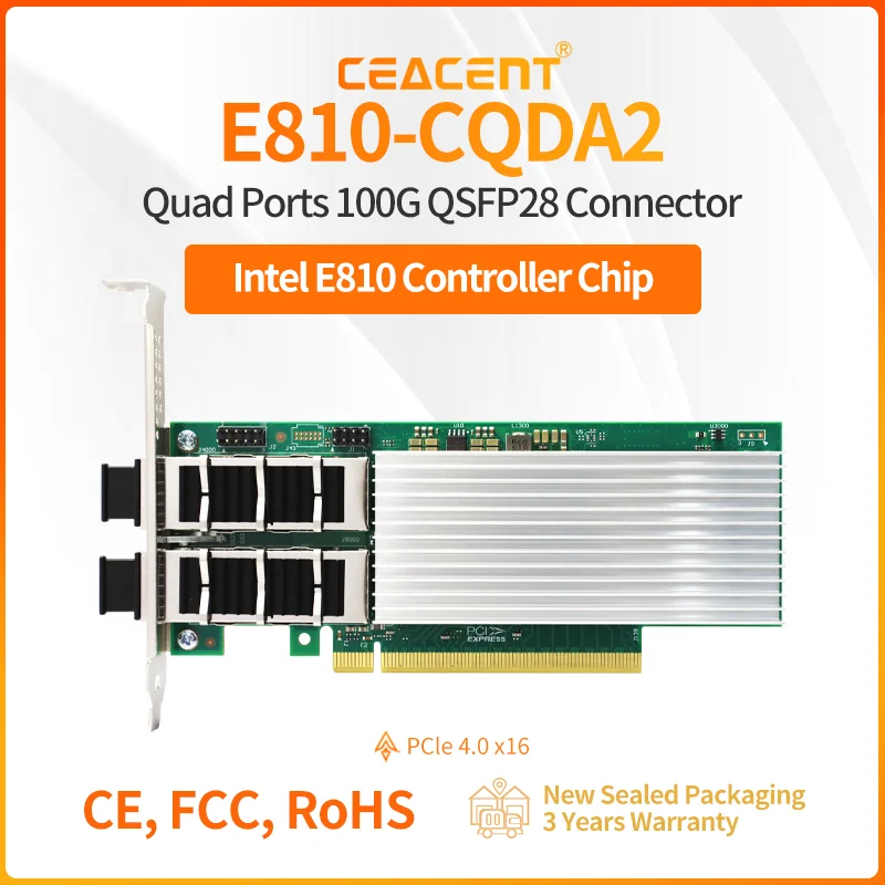Nuevo E810-CQDA2 Intel E810 Chipset 2x 100 Gb/s conector QSFP28 de doble puerto PCIe 4,0x16 tarjeta de red compatible con RDMA