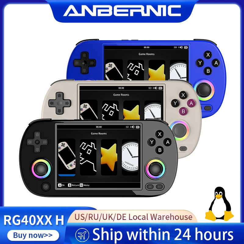 ANBERNIC RG40XX H consola de juegos portátil Retro 4,0 pulgadas IPS Linux 64 bits RGB Joystick reproductor de videojuegos compatible con conexión HDMI