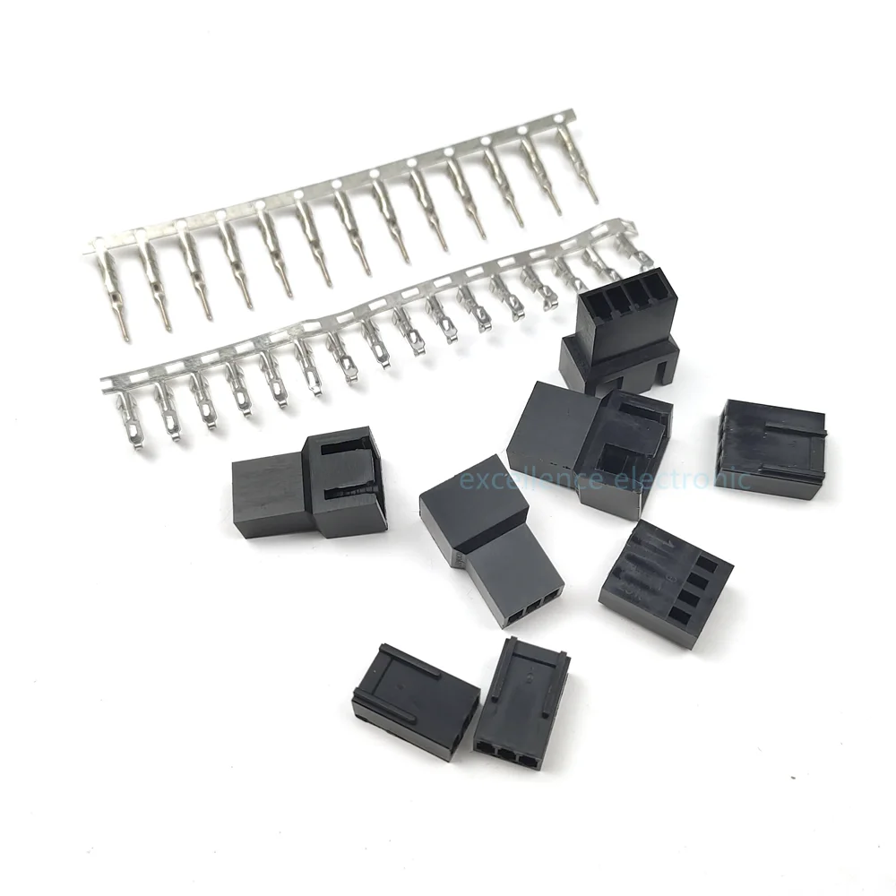 10sets 2540 3+1P KF2510 3P Male Female Housing Connector Black with Metal Terminal Pins 4pin 2.54mm Pitch - imagen 2