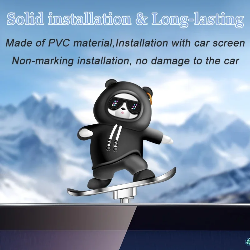 Monopatín deslizante automático para coche, adornos de consola central de patinete de dibujos animados, aleación de oso, accesorios creativos de decoración para coche - imagen 5