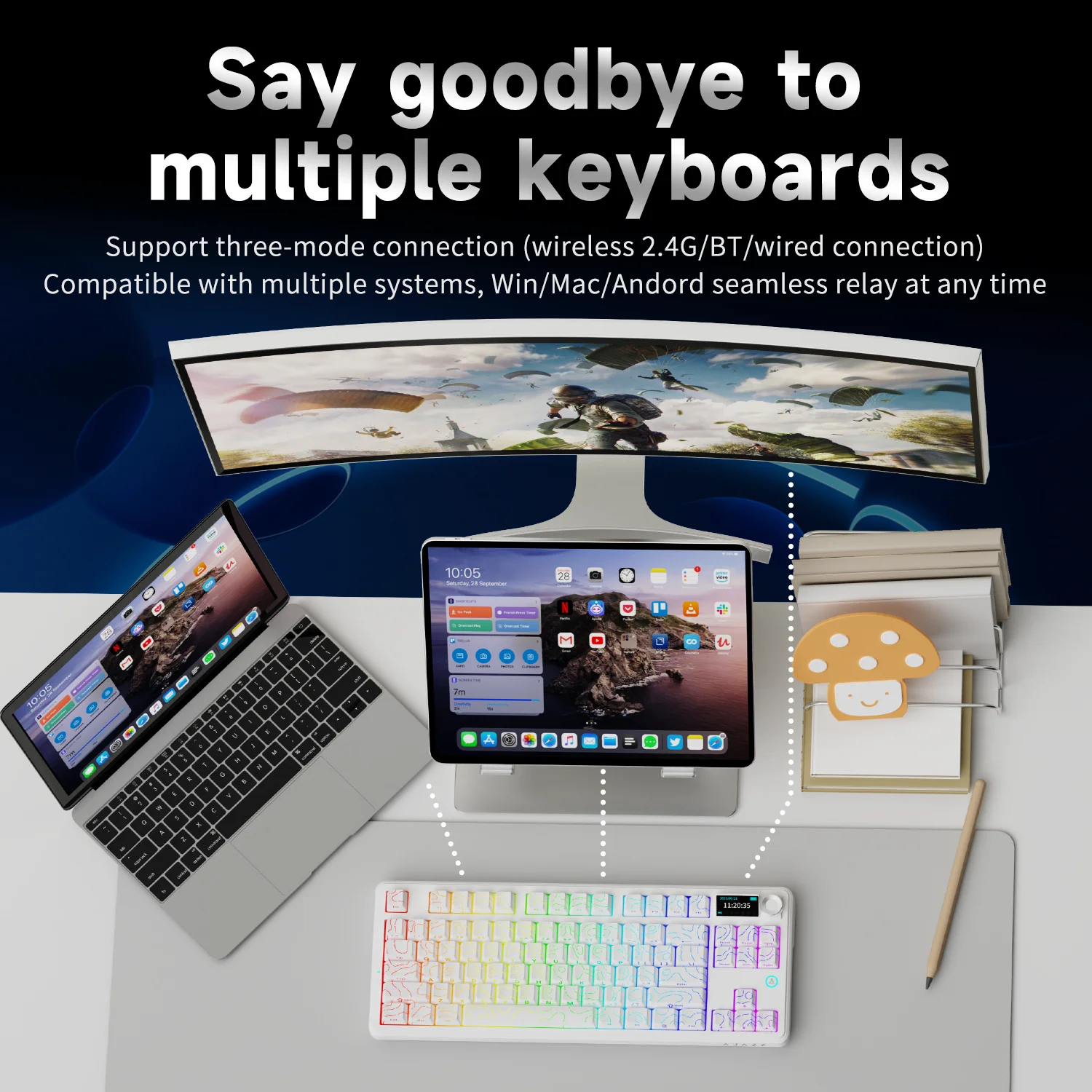 El teclado mecánico para juegos Ajazz AK870 V2 es un teclado para juegos por cable RGB asable en caliente adecuado para diversos escenarios en computadoras portátiles - imagen 3