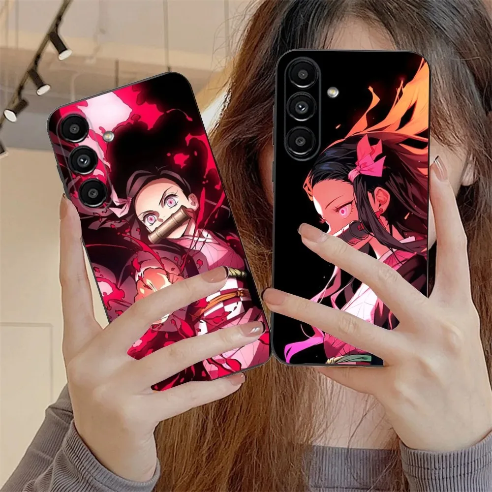 Funda de teléfono Nezuko k-kamado para Samsung S24,S21,S22,S23,S30,Ultra,S20,Plus,Fe,Lite,Note,10,9,5G, funda suave negra