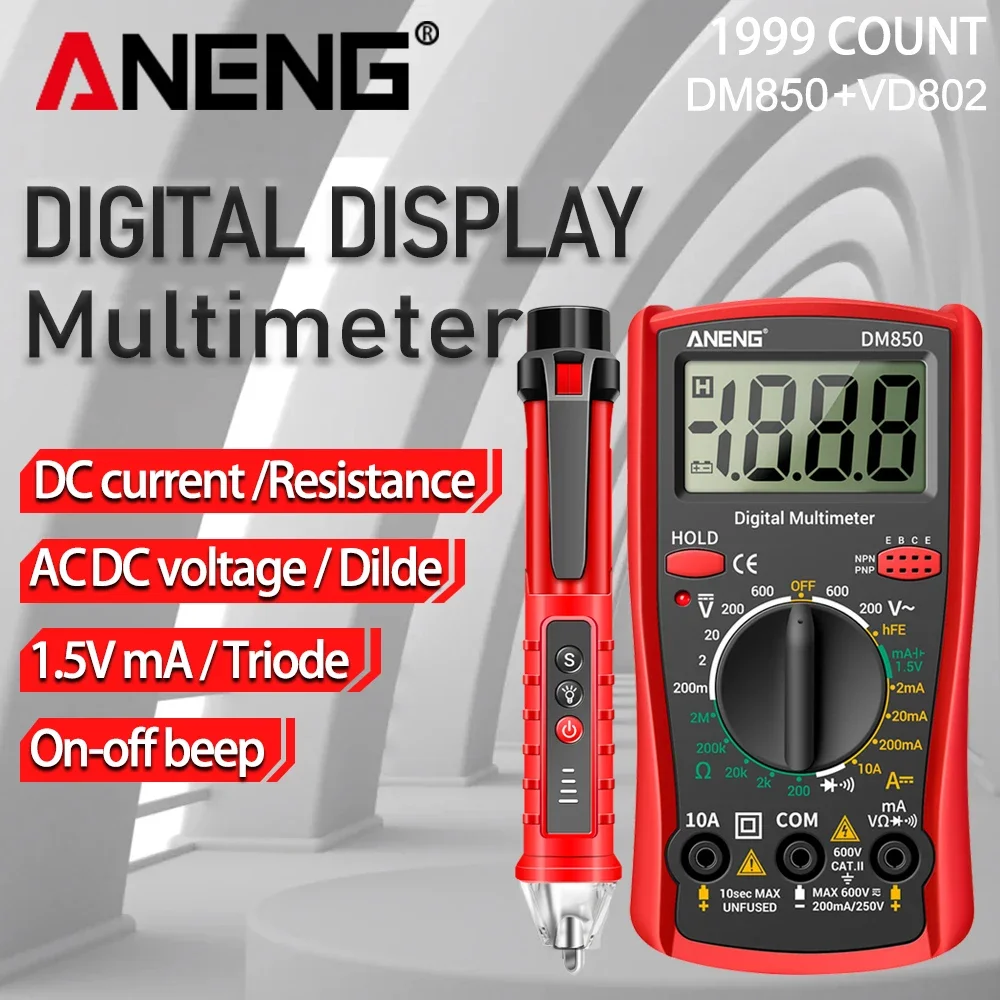 ANENG DM850 Profesional Digital Multimeter Tester AC / DC Votage Current VD802 12-1000V Voltage Meter Voltage Detector Tester Pen - imagen 2