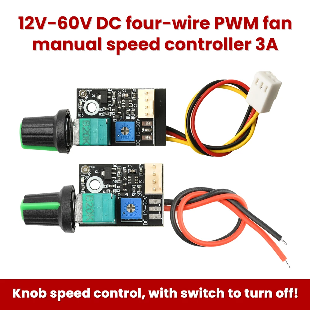 Controlador de velocidad PWM Manual de cuatro cables DC 12-60V 3A con interruptor compatible con reducción de velocidad del ventilador de 4 cables y reducción de ruido - imagen 2