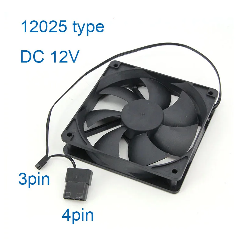 12cm DC 12v 3 pines o grande 4 pines ventilador de refrigeración de computadora sin escobillas 12025 120mm x 25mm ventiladores disipador de calor radiador para caja de PC GPU CPU Cooler