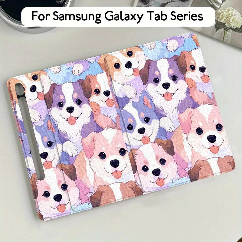 Flor gato perro dibujos animados para Samsung Galaxy Tab S9 S10 S6 S7 S8 FE Plus Lite pulgadas funda plegable para tableta