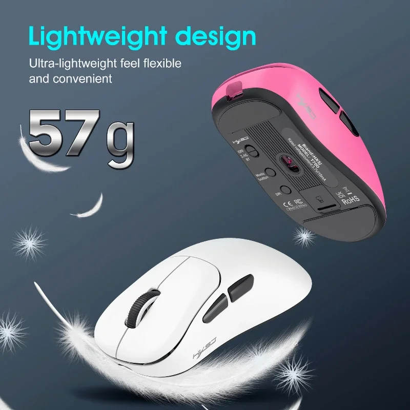 Ratón inalámbrico Bluetooth BT5.3, ligero, 1000dpi, recargable, ergonómico, blanco, portátil, para tableta, PC, ratón rosa - imagen 5