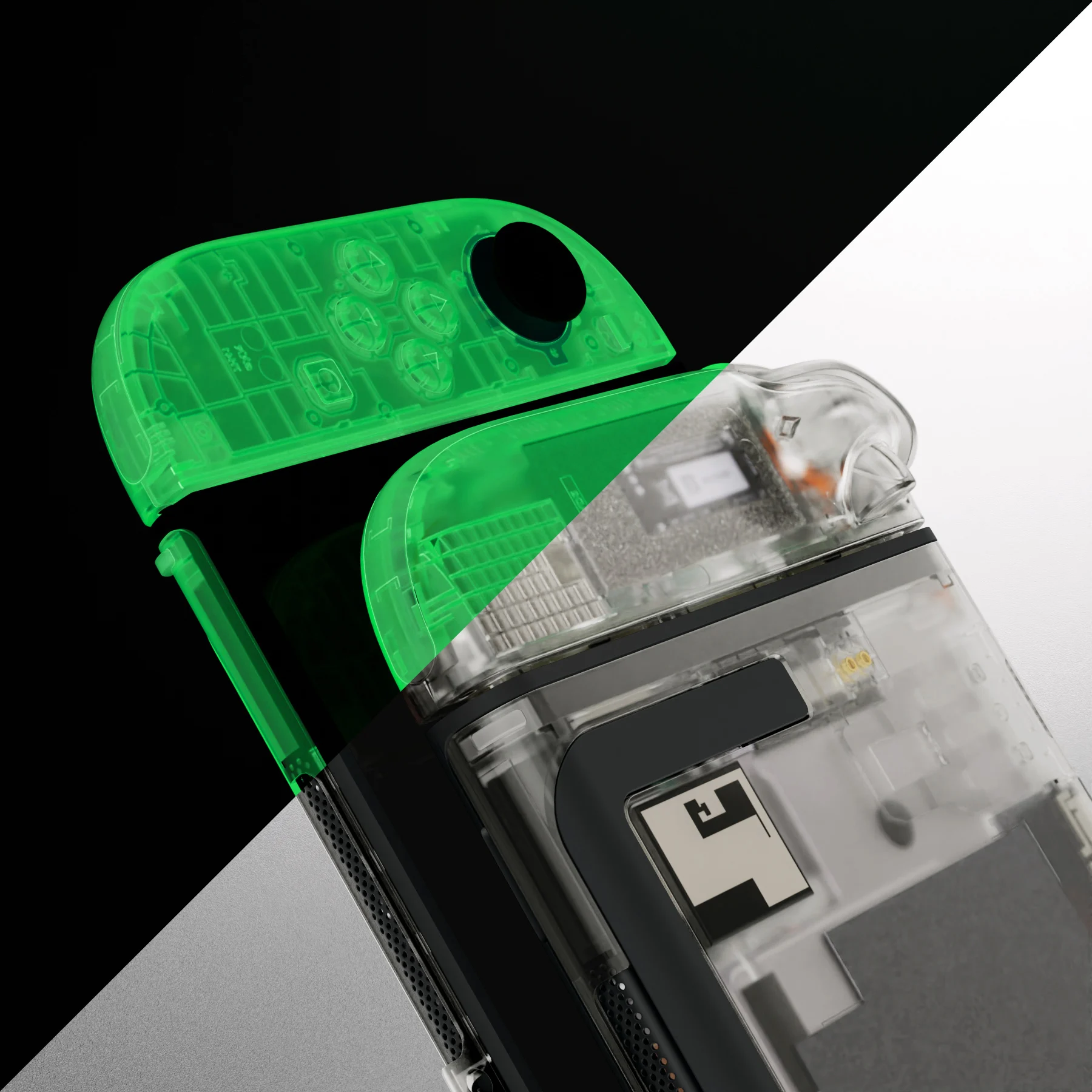 eXtremeRate Conjunto completo de carcasa con botones para Joycon 2 para Nintendo Switch 2 - Brilla en la oscuridad - Verde - imagen 4