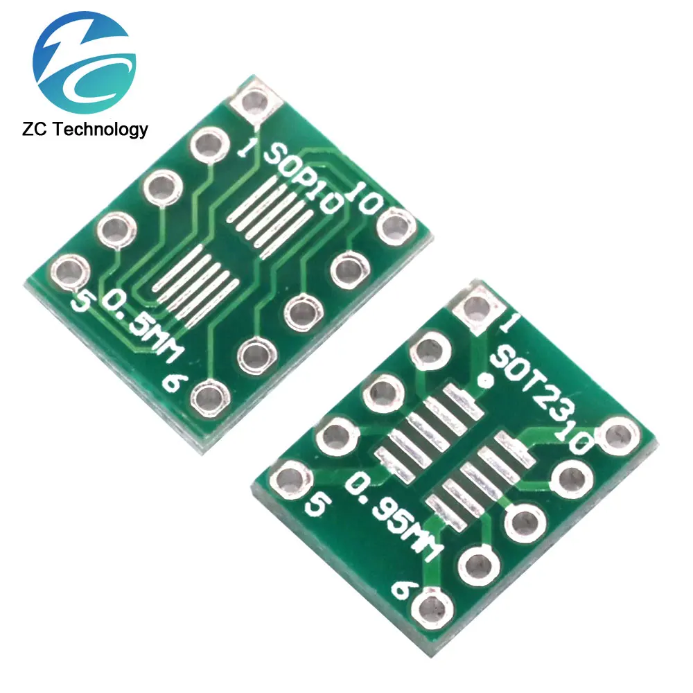 Placa adaptadora 100 piezas/SOT23 MSOP10 SOT-23 SMD a DIP10 Pinboard UNAX 0,5mm/0,95mm a 2,54mm PCB - imagen 2