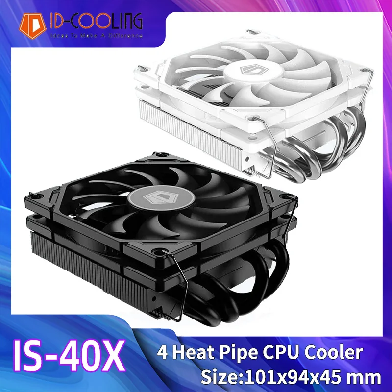 ID-COOLING ID IS-40X enfriador de CPU de perfil bajo 4 tubos de calor enfriador de aire de presión hacia abajo para chasis LGA1200/1700/115X AM4/AM5 ITX