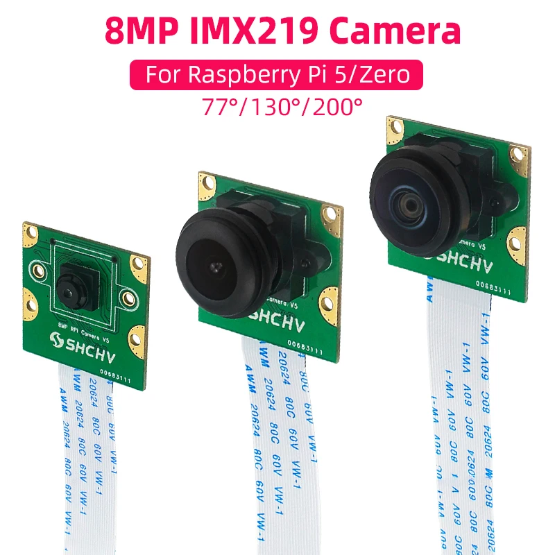 Cámara de 8MP para Raspberry Pi 5 IMX219 77 °   130 °   200 °   Interfaz FOV CSI con FFC de 15 cm para RPI 5 Zero/ZeroW/2W