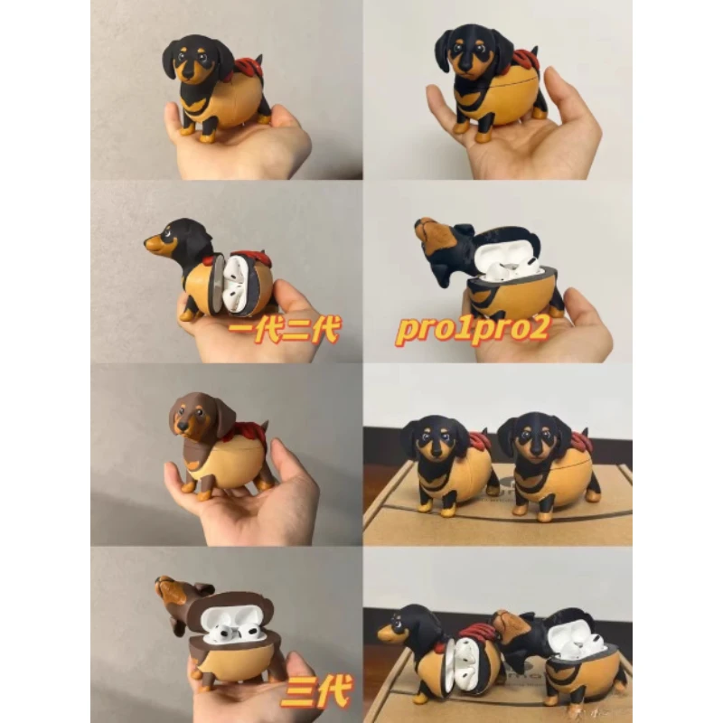 Funda bonita para auriculares con diseño de cachorro salchicha para Airpods Pro1 2, decoración personalizada con estampado 3D Pla, funda original para auriculares AirPods1/2/3 - imagen 3
