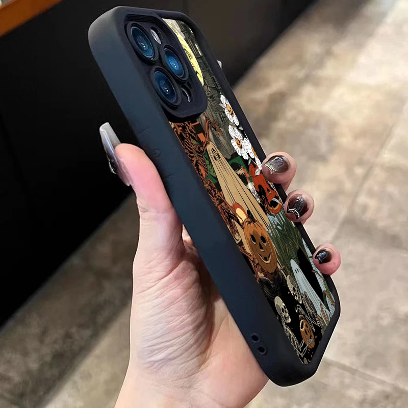 Funda con patrón de fantasma blanco de Halloween entre flores para Samsung Galaxy S25 Ultra S24 Plus S23 FE S22 A56 A55 A54 A53 A36 A16 - imagen 4