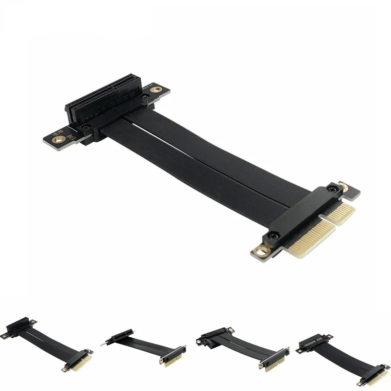 Cable elevador PCIE X4 Dual, adaptador de cinta de tarjeta GPU, ángulo recto de 90 grados, PCIe 3,0x4 a x4, Cable de extensión Flexible PCI Express 4X - imagen 5