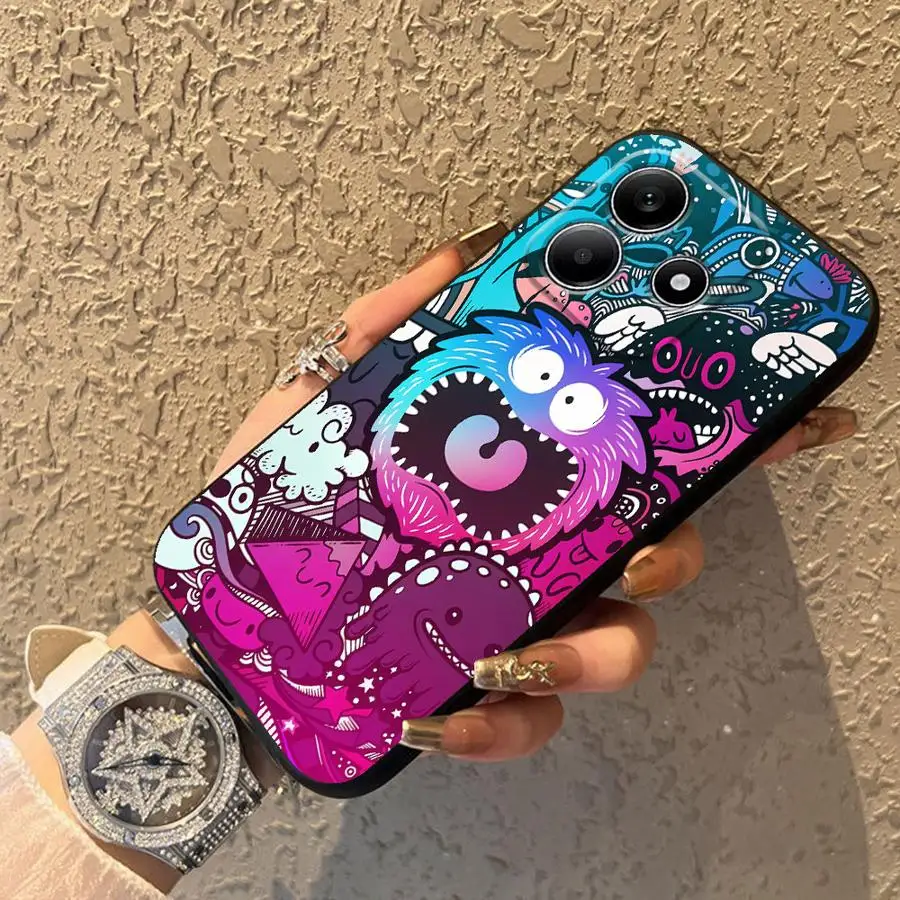 Funda de teléfono suave negra para Xiaomi Redmi Note 11s 7 8 12s 9S 13 14 Pro Plus 10S 9 10 11 12 Pro Trendy Monster Graffiti - imagen 3
