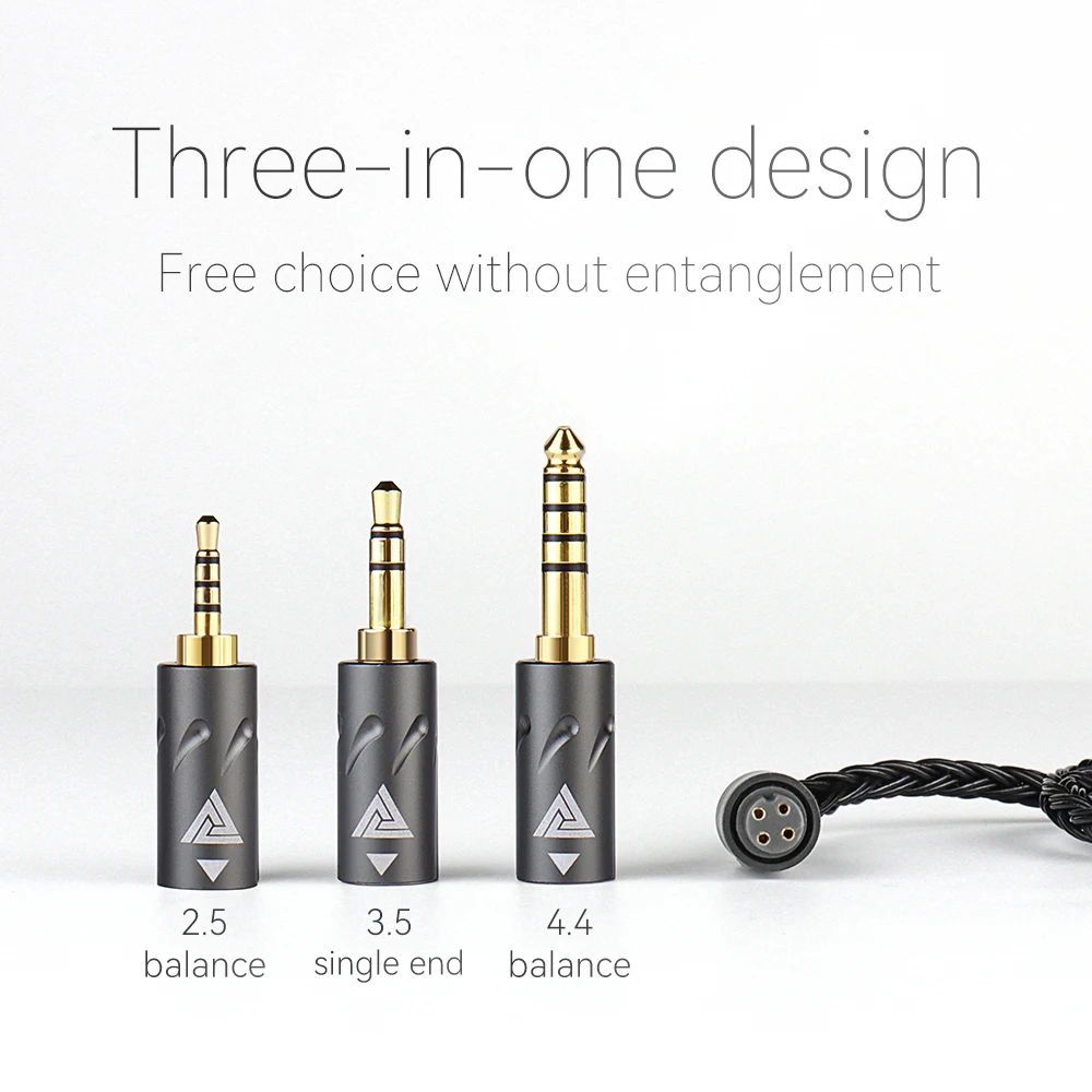 Cable de actualización de auriculares QKZ Q1 MAX, gris/Negro, 16 núcleos, QDC KZ C Pin MMCX 3 en 1 para QKZ HBB ZXT AS16 PRO ZSN PRO X PR1 - imagen 2