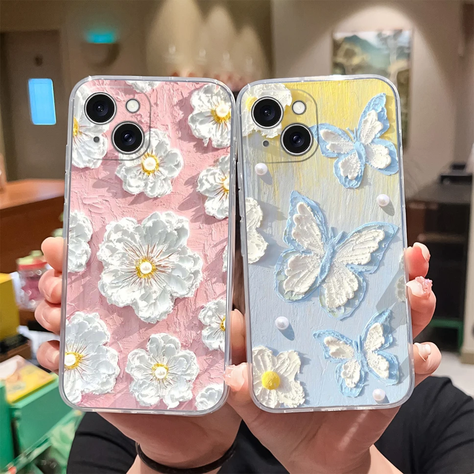 Para iPhone 15 Plus 15 Pro Max funda de moda estilo estético suave TPU cubierta de teléfono de silicona transparente para iPhone15 carcasa ligera - imagen 4