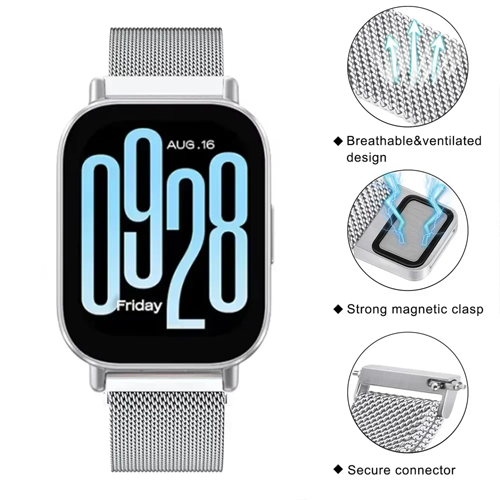Correa milanesa para Xiaomi Redmi Watch 5 Active Metal Loop acero inoxidable 20mm-22mm banda Redmi Watch 5 Lite pulsera magnética - imagen 5