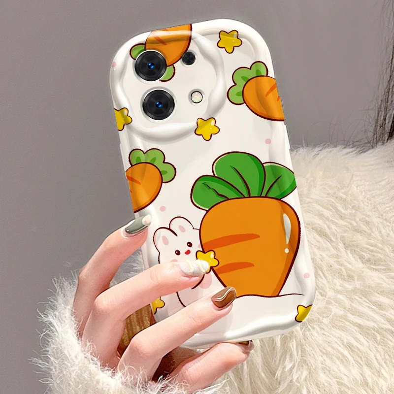Fragola zanahoria plátano lindo para Xiaomi Redmi Note 13 12S 11S 11 10 9 8 10A 9C 9T Pro Plus 5G onda aceite trasera funda de teléfono - imagen 3