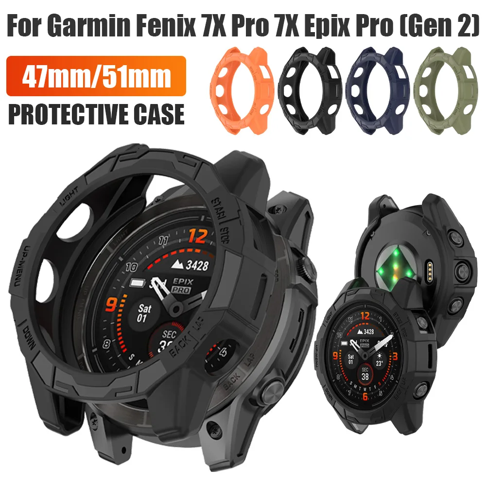 Funda protectora de silicona suave para reloj Garmin, funda de silicona TPU de 47mm y 51mm para Garmin Fenix 7X Pro 7X Epix Pro Gen2