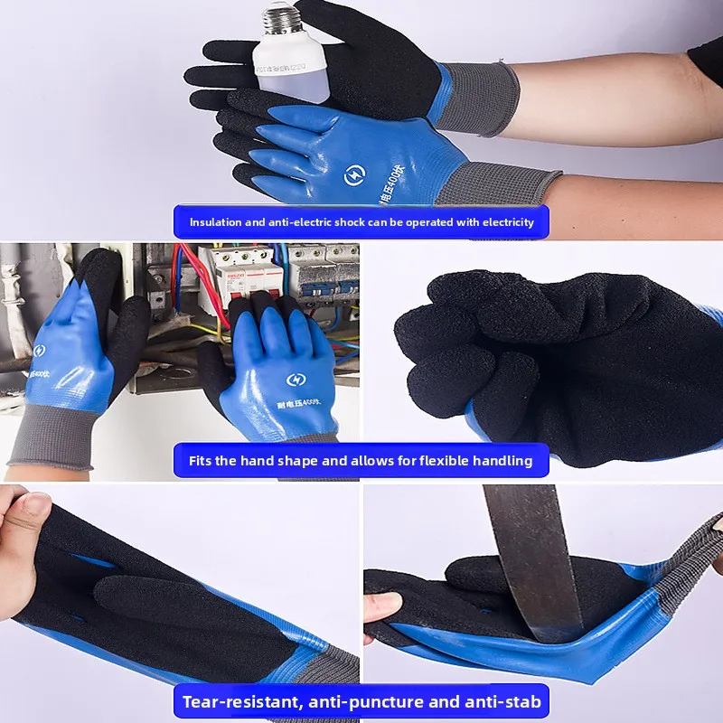 Guantes aislantes ultrafinos para electricista, resistentes a la tensión, 1000V, guantes aislantes de goma para pantalla táctil, industriales - imagen 3