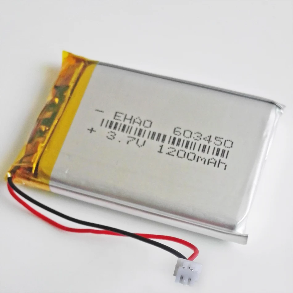 Batería recargable LiPo de polímero de litio de 3,7 V 1200 mAh 603450   + Conector JST de 1,25 mm y 2 pines para libros electrónicos de videojuegos móviles GPS DVD - imagen 4