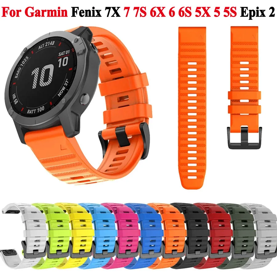 Correa de silicona para reloj inteligente, pulsera de 20, 22 y 26mm para Garmin Fenix 7, 7X, 7S, 6X, 6S, 6Pro, 5X, 5Plus, 3HR, QuickFit - imagen 2
