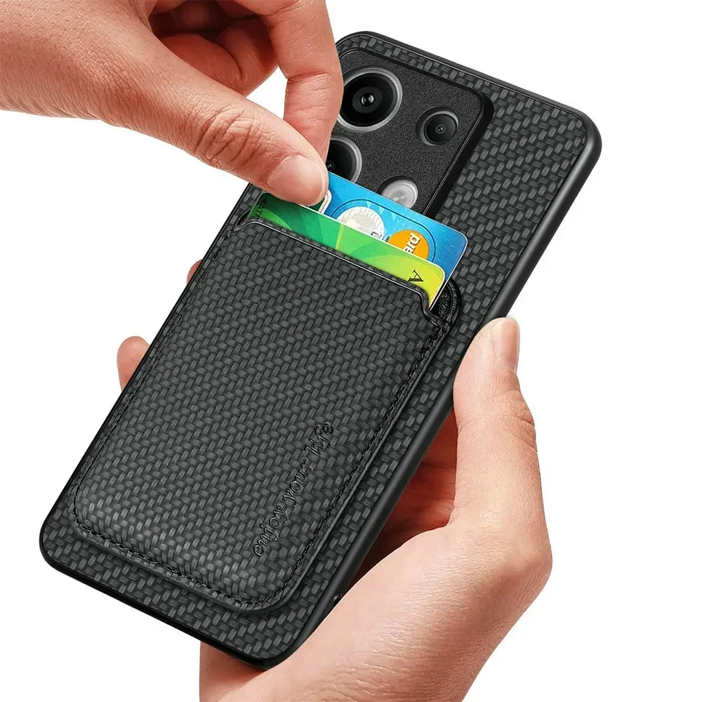 Para Moto Edge 60 Pro cargador inalámbrico Funda de cuero con imán para Moto Edge 60 Fusion Edge60 S ranura para tarjeta magnética cubierta de fibra de carbono - imagen 4