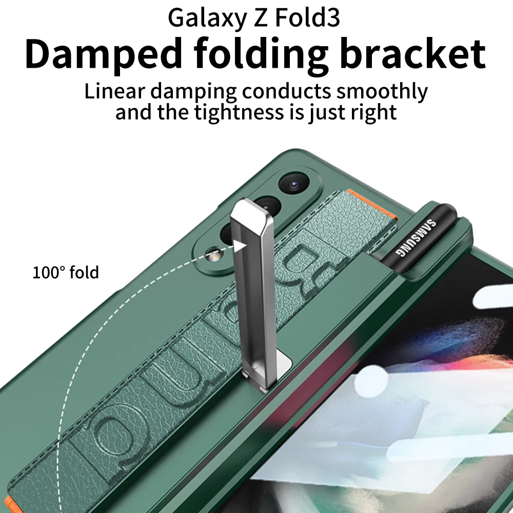 Funda de cuero elástica para Samsung Galaxy Z, funda de lujo antigolpes para Galaxy Z Fold3 - imagen 4