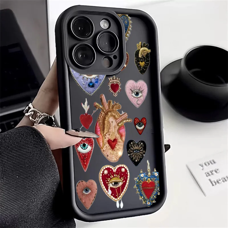 Para Xiaomi Redmi 12 13 12C 13C 14C Redmi Note 14 13 12 Pro Plus 12S 11S 10S 11 mal de ojo arte amor corazón patrón funda de teléfono