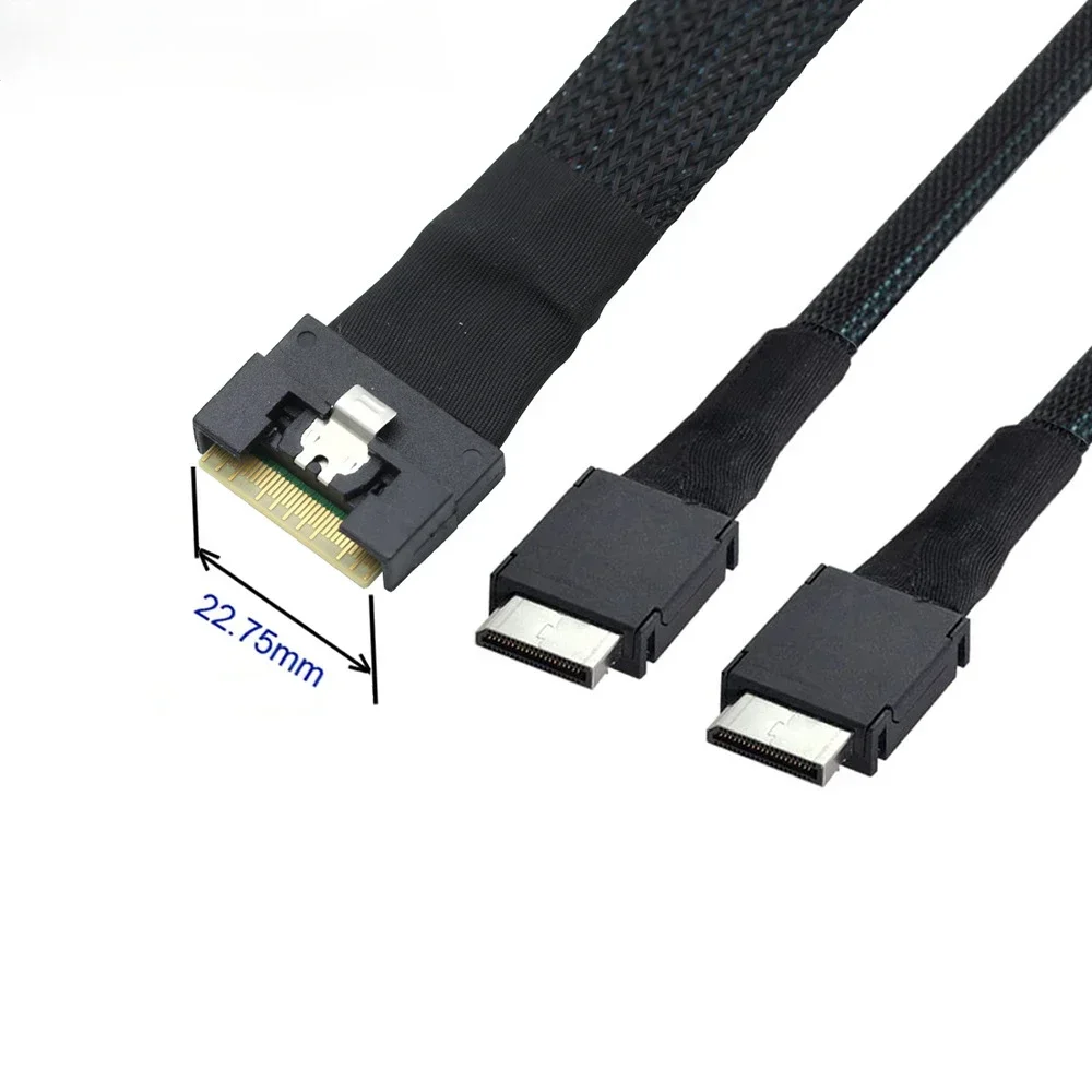 Cables flexibles PCIE Slimline SAS SFF-8654 8i a 2 OCulink 8611 4i con protección Antikink/enchufe - imagen 4
