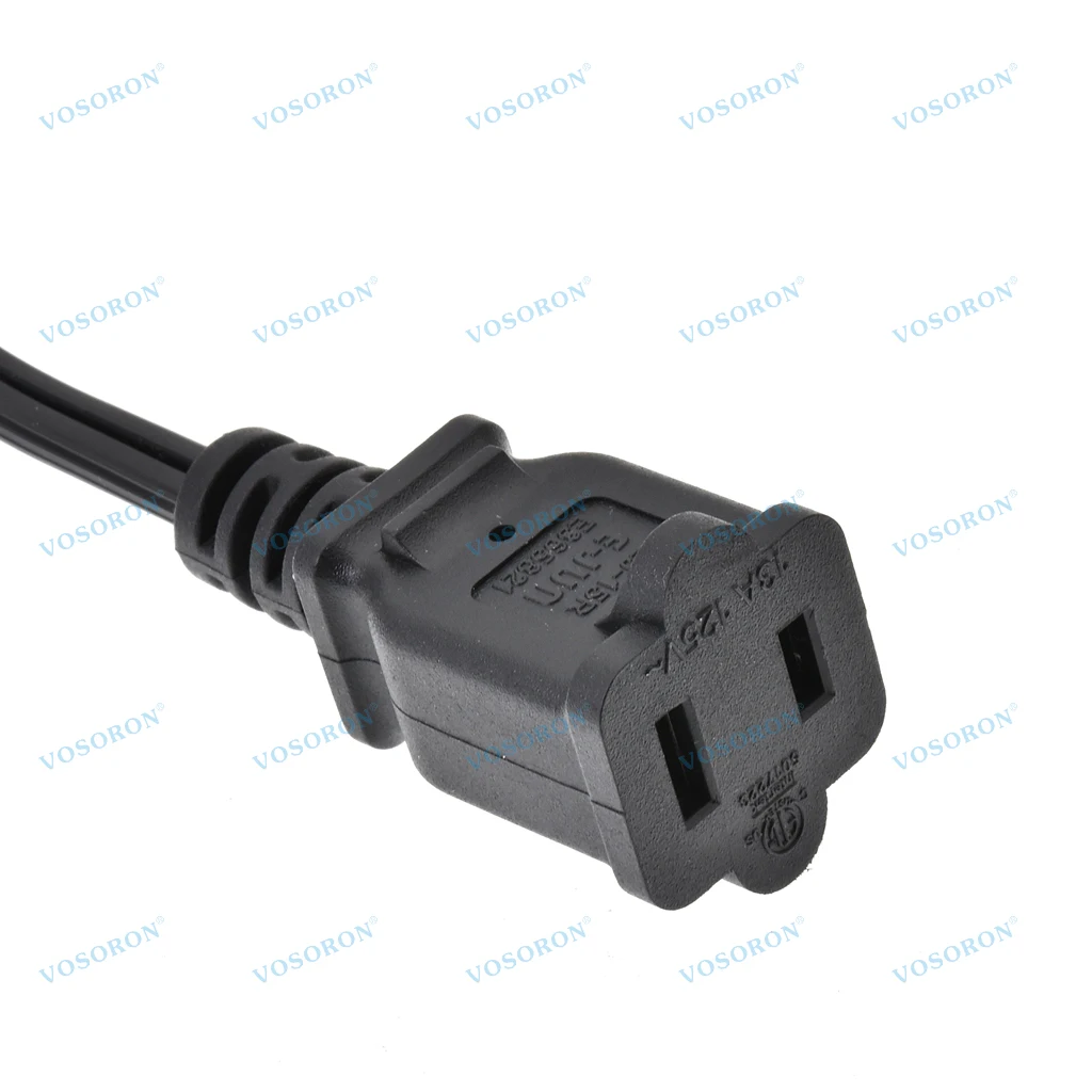 Cable de extensión de alimentación de CA de EE. UU., cable de extensión polarizado de 2 clavijas macho a hembra para Nema 1-15P a 1-15R 0,6 M - imagen 5