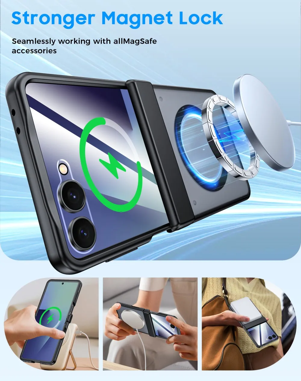 Para Samsung Galaxy Z Flip7 funda dura transparente bisagra media carga inalámbrica magnética protege la contraportada para Z Flip 7 Shell - imagen 4