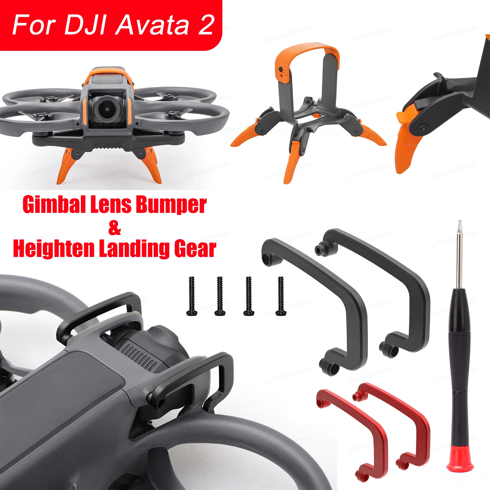 Protector de lente de cámara para DJI Avata 2, cardán de aleación, parachoques, equipo de aterrizaje, accesorios para Dron