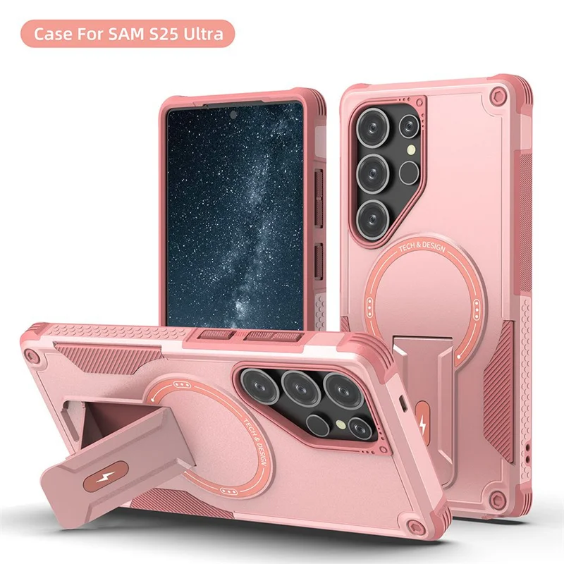 Funda de teléfono con soporte Invisible Magsafe para Samsung Galaxy S25 S24 Ultra Plus, carga inalámbrica dura con cubierta de cuerda larga - imagen 3