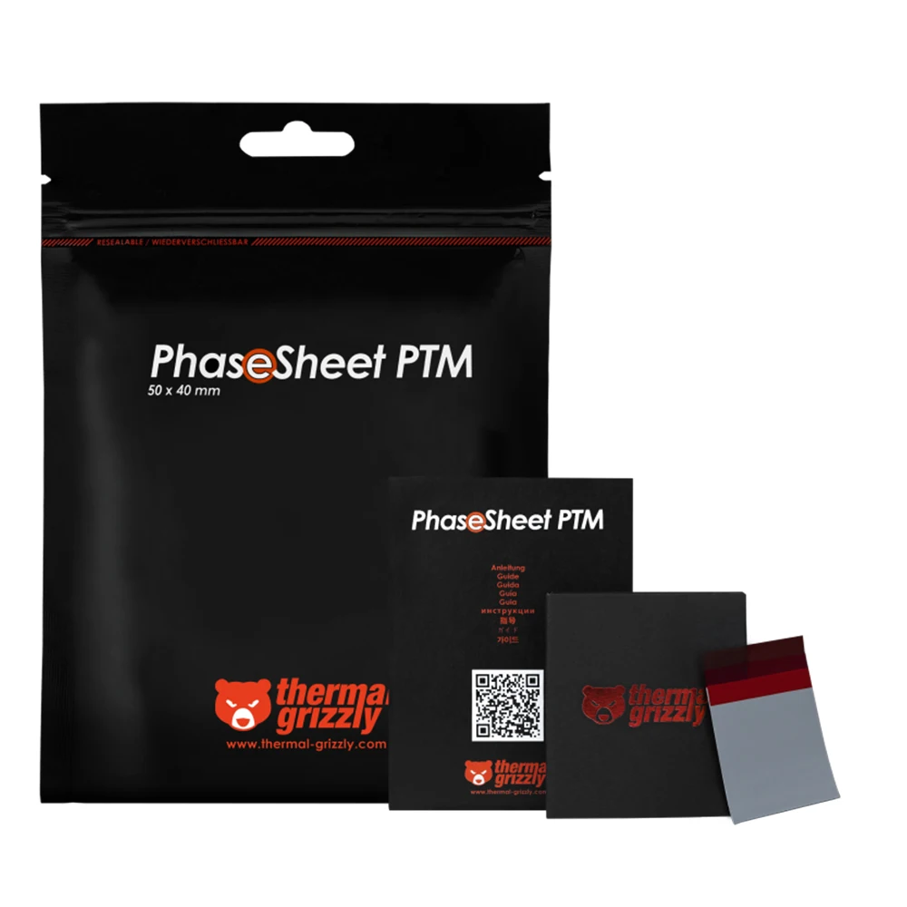 Hoja térmica Grizzly PhaseSheet PTM, almohadilla de enfriamiento de silicona de cambio de fase conductora térmica, almohadilla de grasa de silicona para CPU GPU para ordenador portátil - imagen 2