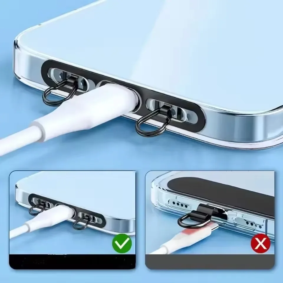 Nuevo parche de junta de cordón de teléfono de Metal ultrafino, Clips de cable colgantes resistentes de acero inoxidable, accesorios de conector de seguridad para teléfono móvil - imagen 3