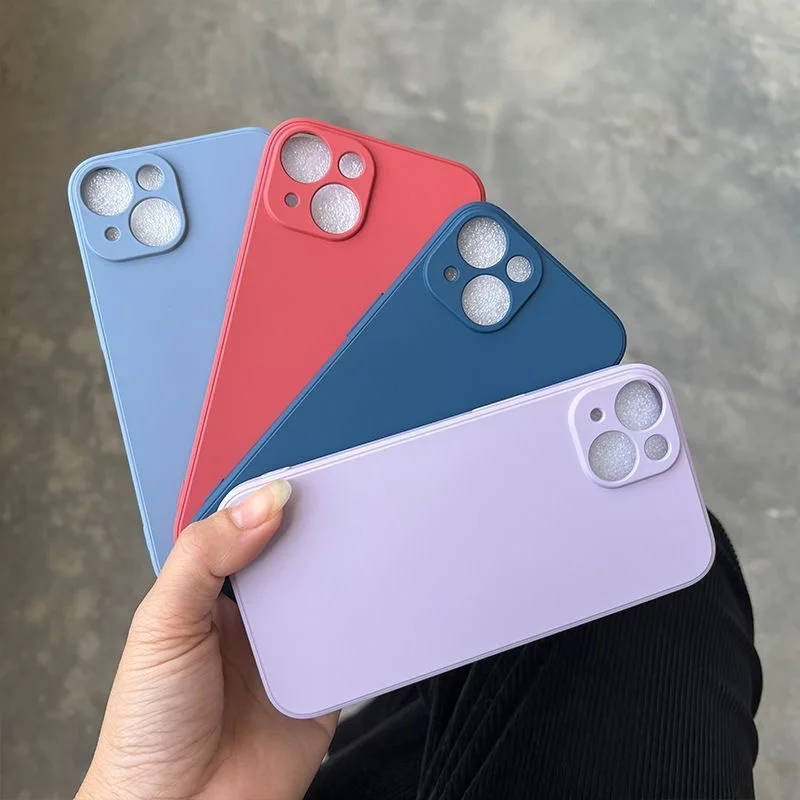 Funda de teléfono para Iphone 14 Plus 13 12 Mini 11 Pro Max Xs X Xr 7 8 Color caramelo cuadrado silicona líquida Protector suave contraportada - imagen 3