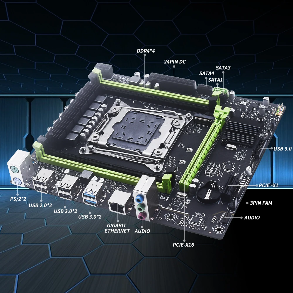 Placa base MUCAI X99-P4: para Xeon E5/i7, 4 ranuras DDR4 (2133MHz), NVMe, 500W BP! - imagen 4