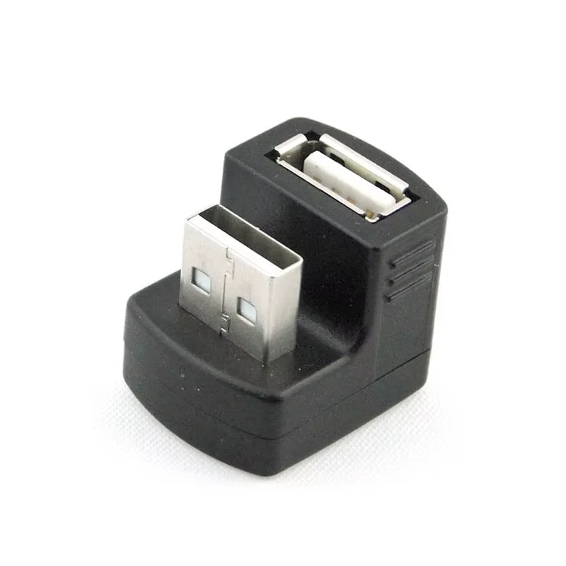 Adaptador de extensión USB 2,0 macho a USB 2,0 hembra en forma de U en ángulo de 90 grados