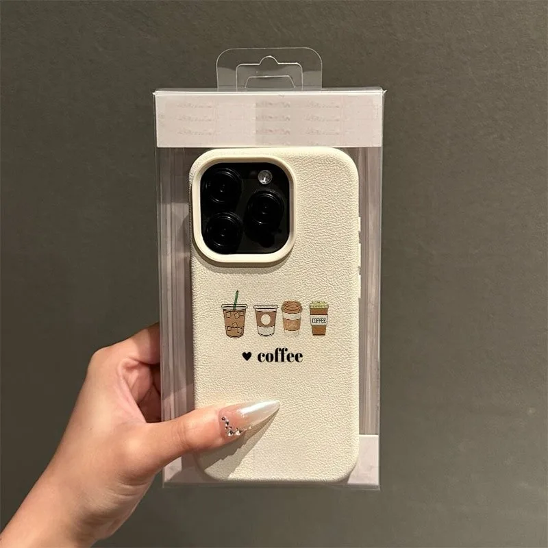 Funda de teléfono con diseño de taza de café minimalista, diseño de lichi para iPhone 17 16 15 Pro Max 14 Plus 13 12 11 17 16E XS XR X 17Air - imagen 3