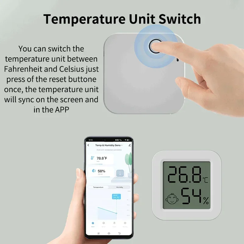 Sensor de temperatura y humedad con Bluetooth, termómetro LCD, Mini higrómetro eléctrico inteligente, aplicación de Control remoto para el hogar, Tuya, más nuevo - imagen 4