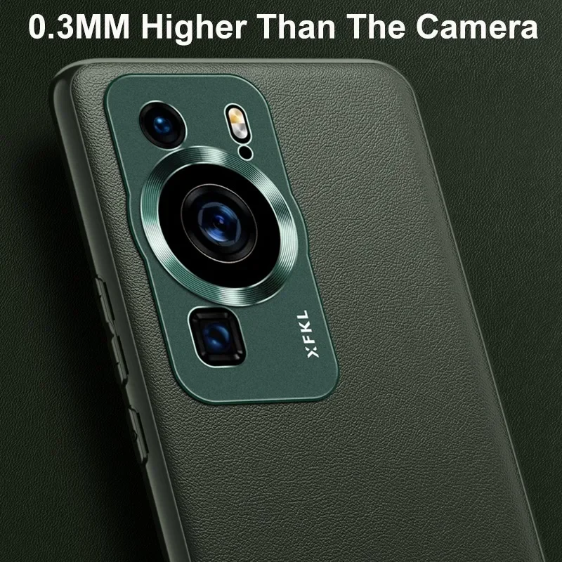 Funda de cuero de lujo para Huawei P60 Pro, cubierta de silicona mate, lente de Metal, protección completa, funda de teléfono para Huawei P60Pro Coque - imagen 3