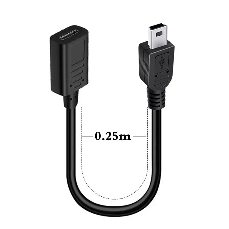 Convertidor Mini USB macho a hembra tipo C de 0,25 m, grabadora de conducción de coche con puerto T, adaptador electrónico tipo C para perros - imagen 3