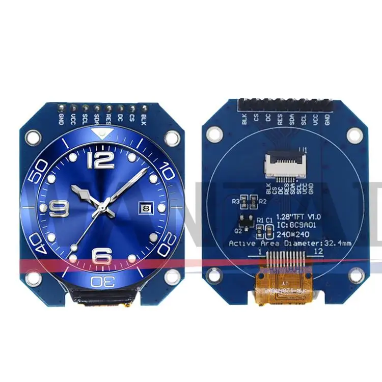 Pantalla TFT, módulo de pantalla LCD TFT de 1,28 pulgadas, controlador redondo RGB 240*240 GC9A01, interfaz SPI de 4 cables, PCB 240x240 para Arduino - imagen 2