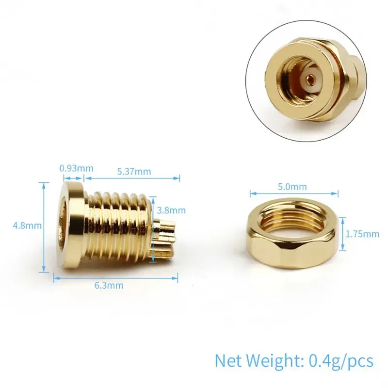 Conector MMCX hembra para auriculares, Pin de montaje PCB para soldar, auriculares IE800, conector de cable de cobre de berilio de tipo corto y largo, 10 Uds. - imagen 5