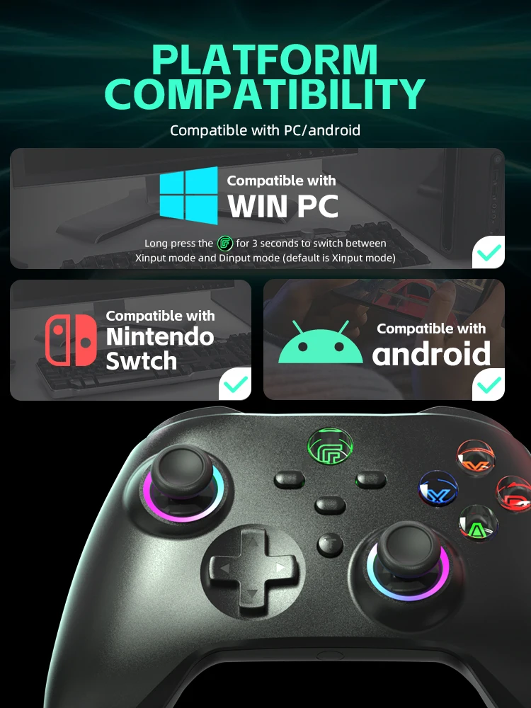 Data Frog-controlador inalámbrico para Nintendo Switch, Gamepad Pro con función Turbo programable, OLED, LITE, PC, Android - imagen 2